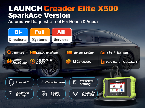 LAUNCH Creader Elite X500S HA Professional Diagnostic Scanner for Honda & Acura